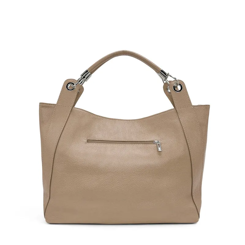Grand sac en cuir grainé PARIS Taupe clair