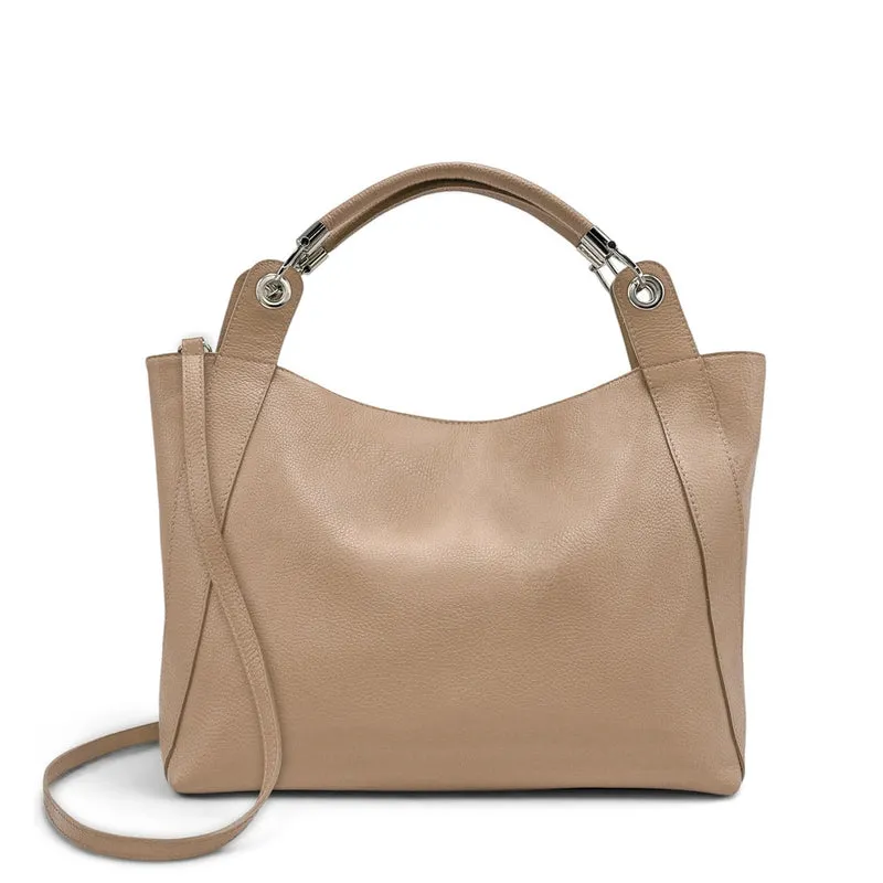 Grand sac en cuir grainé PARIS Taupe clair