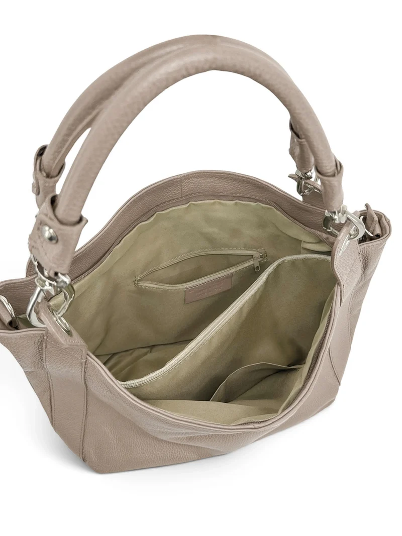 Grand sac en cuir grainé PARIS Taupe clair
