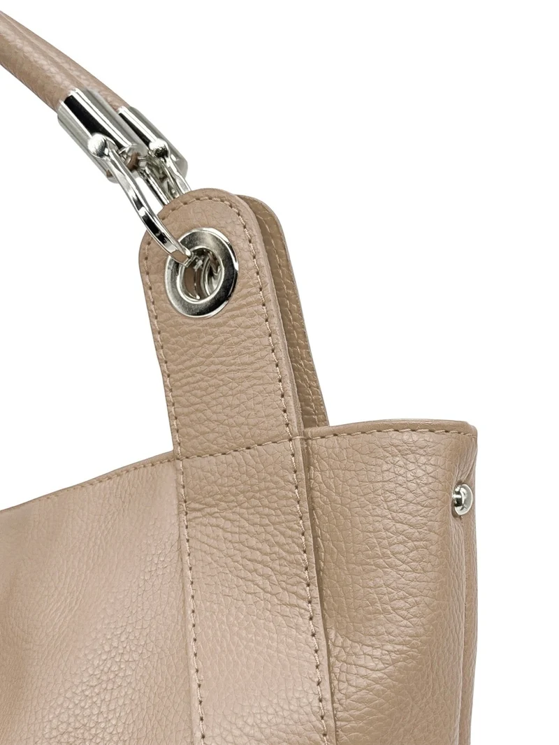 Grand sac en cuir grainé PARIS Taupe clair