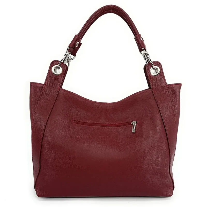 Grand sac en cuir grainé PARIS Rouge foncé
