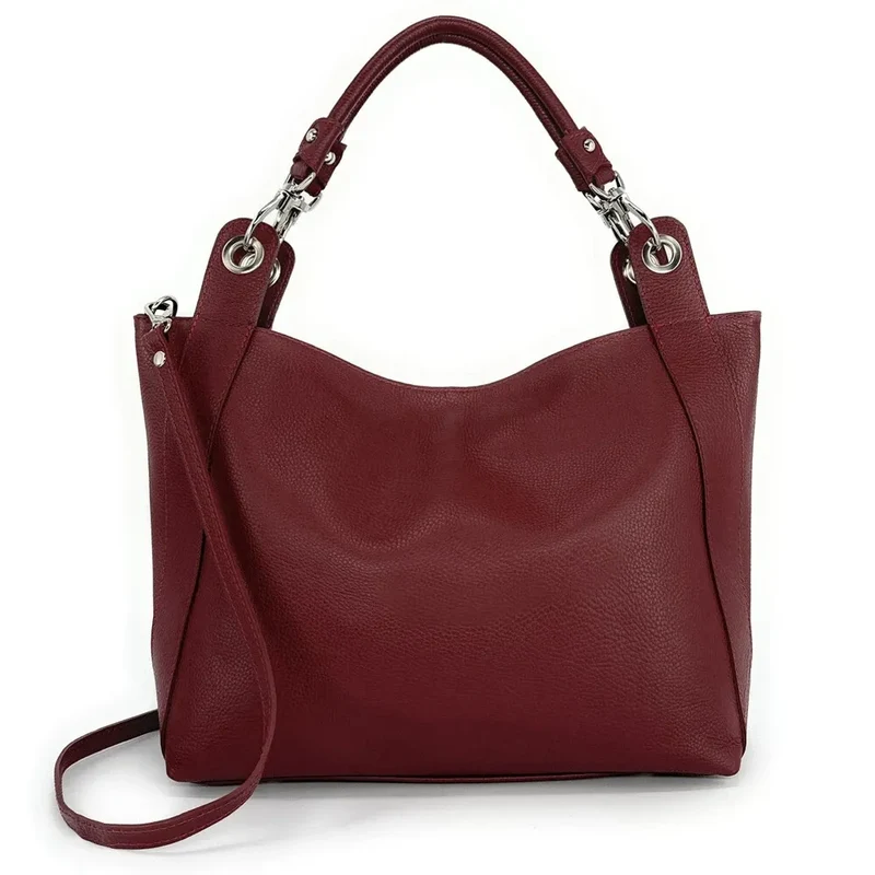 Grand sac en cuir grainé PARIS Rouge foncé