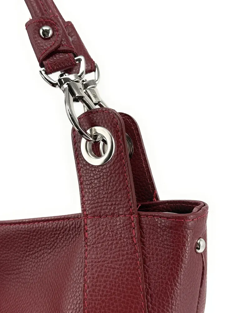 Grand sac en cuir grainé PARIS Rouge foncé