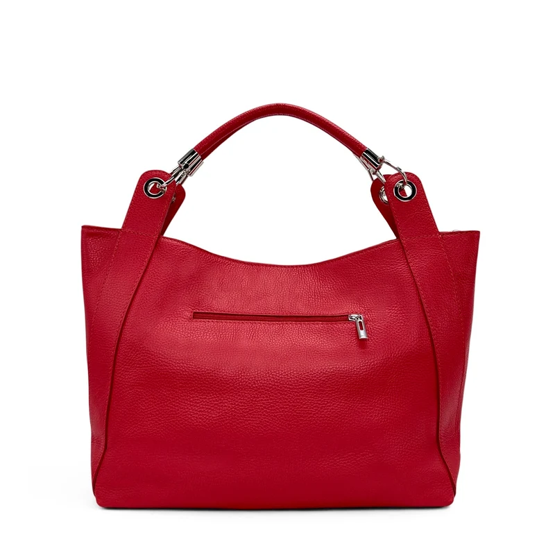 Grand sac en cuir grainé PARIS Rouge garance