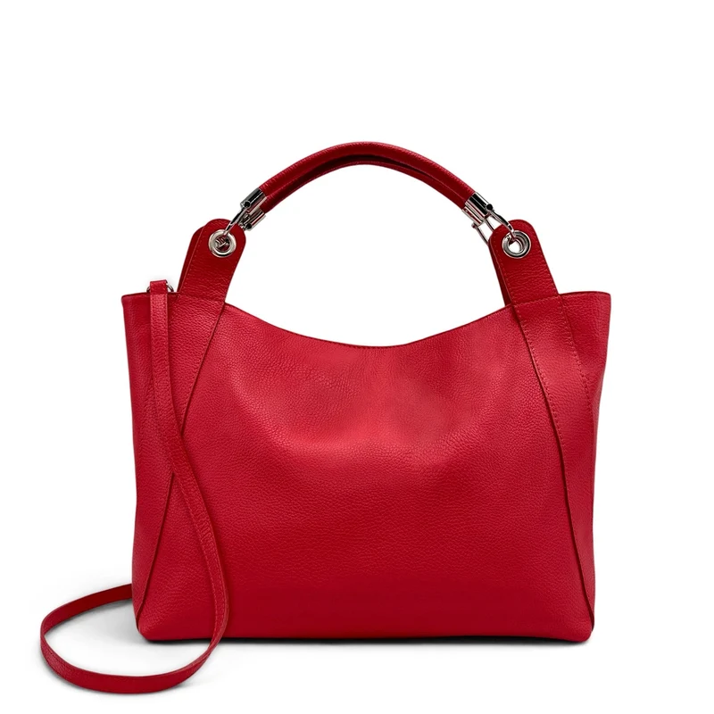 Grand sac en cuir grainé PARIS Rouge garance