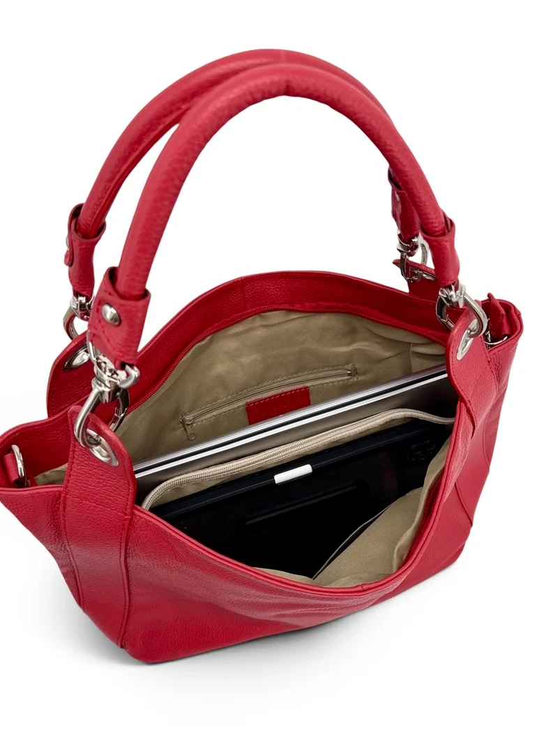 Grand sac en cuir grainé PARIS Rouge garance