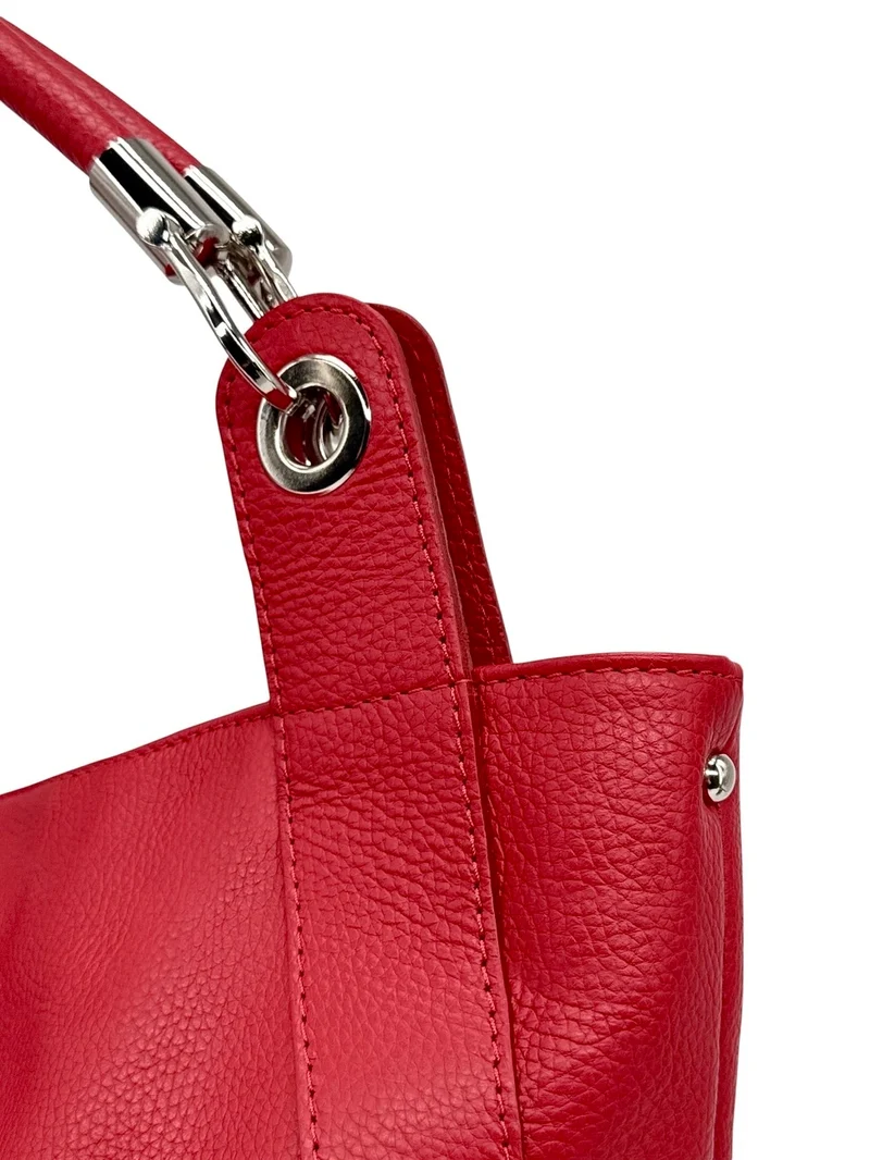 Grand sac en cuir grainé PARIS Rouge garance