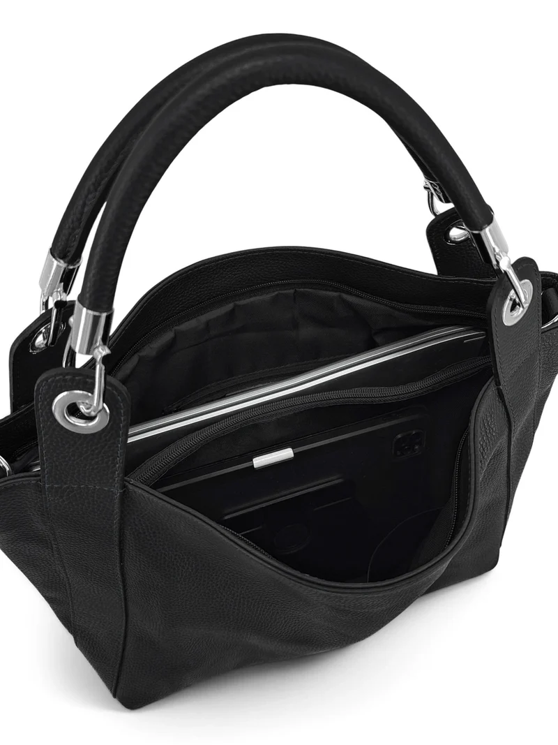 Grand sac en cuir grainé PARIS Noir