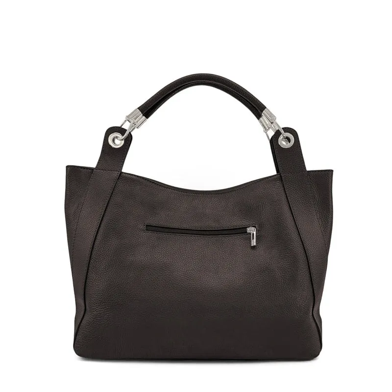 Grand sac en cuir grainé PARIS Marron chocolat