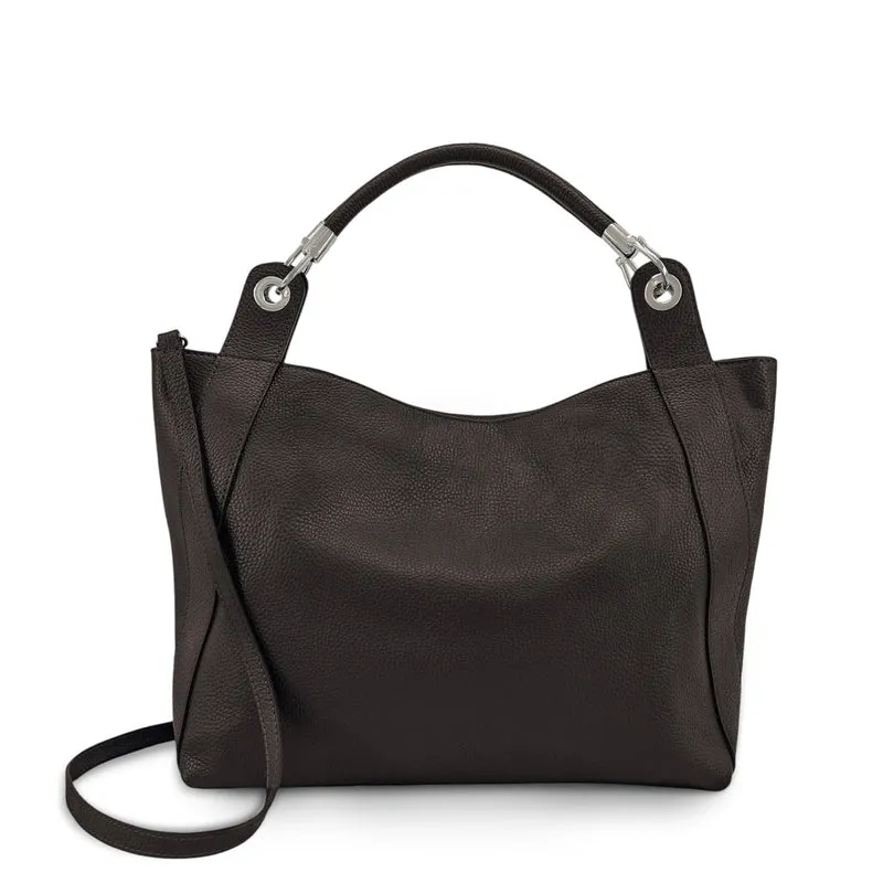 Grand sac en cuir grainé PARIS Marron chocolat