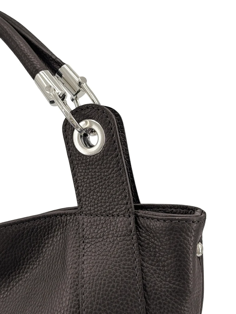 Grand sac en cuir grainé PARIS Marron chocolat