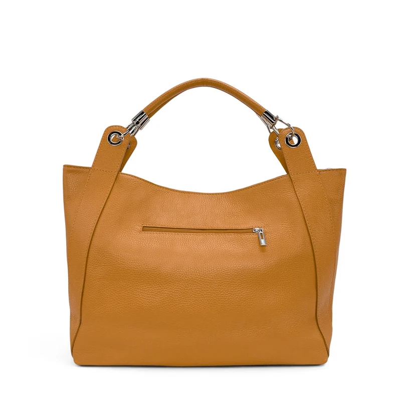 Grand sac en cuir grainé PARIS Marron camel clair