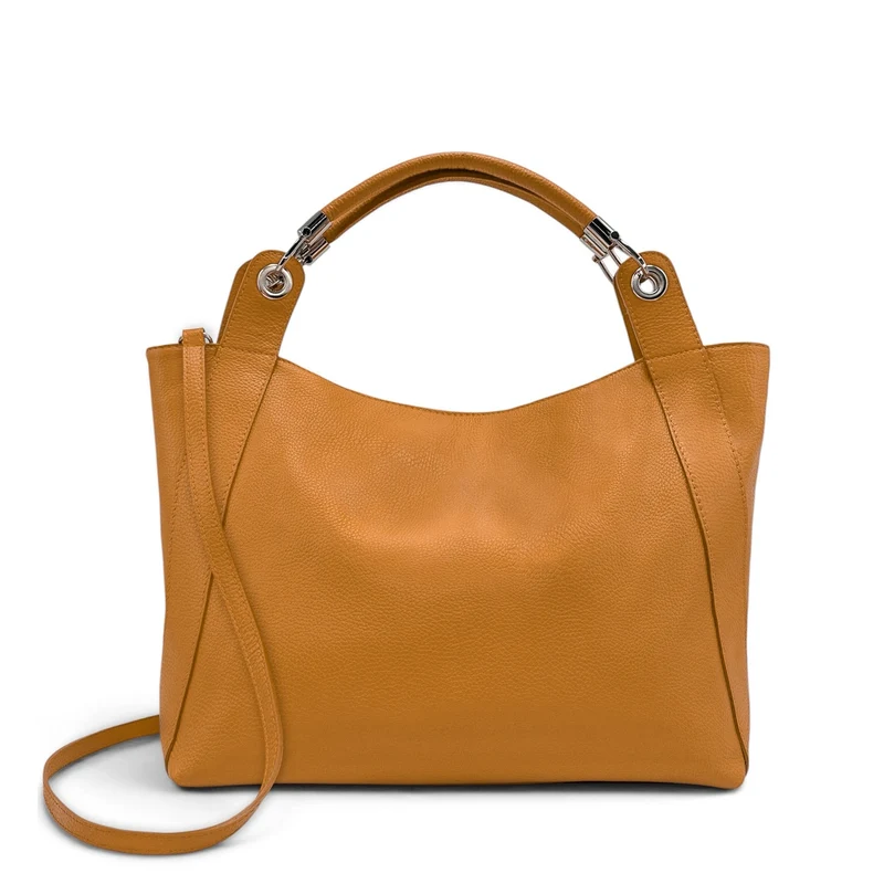 Grand sac en cuir grainé PARIS Marron camel clair