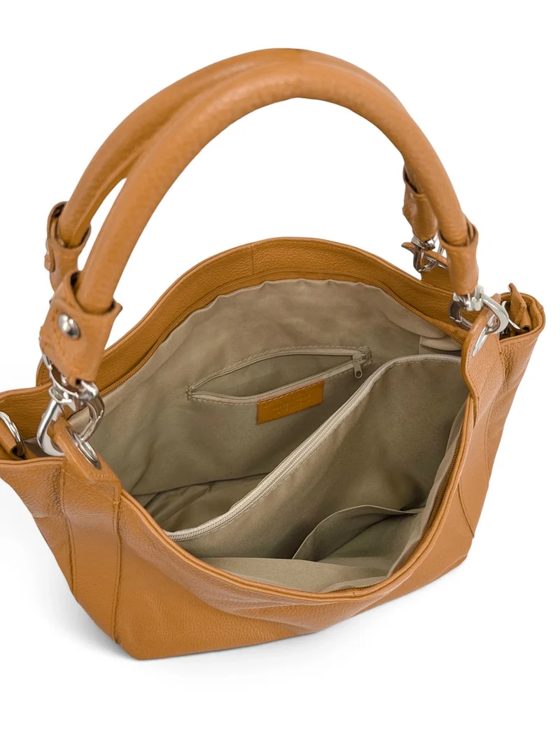 Grand sac en cuir grainé PARIS Marron camel clair