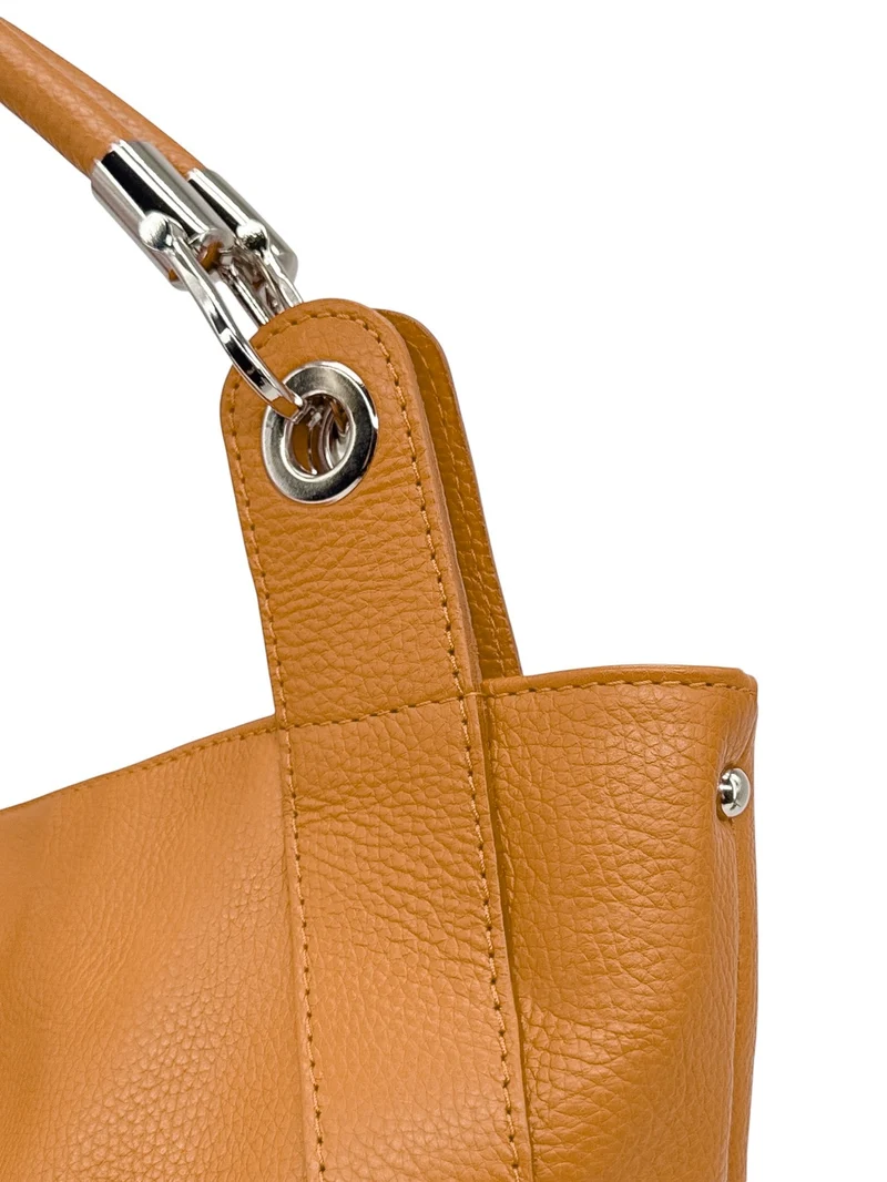 Grand sac en cuir grainé PARIS Marron camel clair