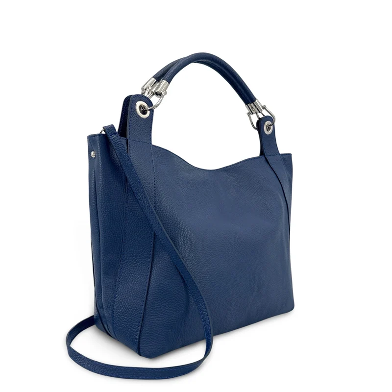 Grand sac en cuir grainé PARIS Bleu