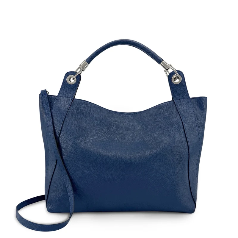 Grand sac en cuir grainé PARIS Bleu