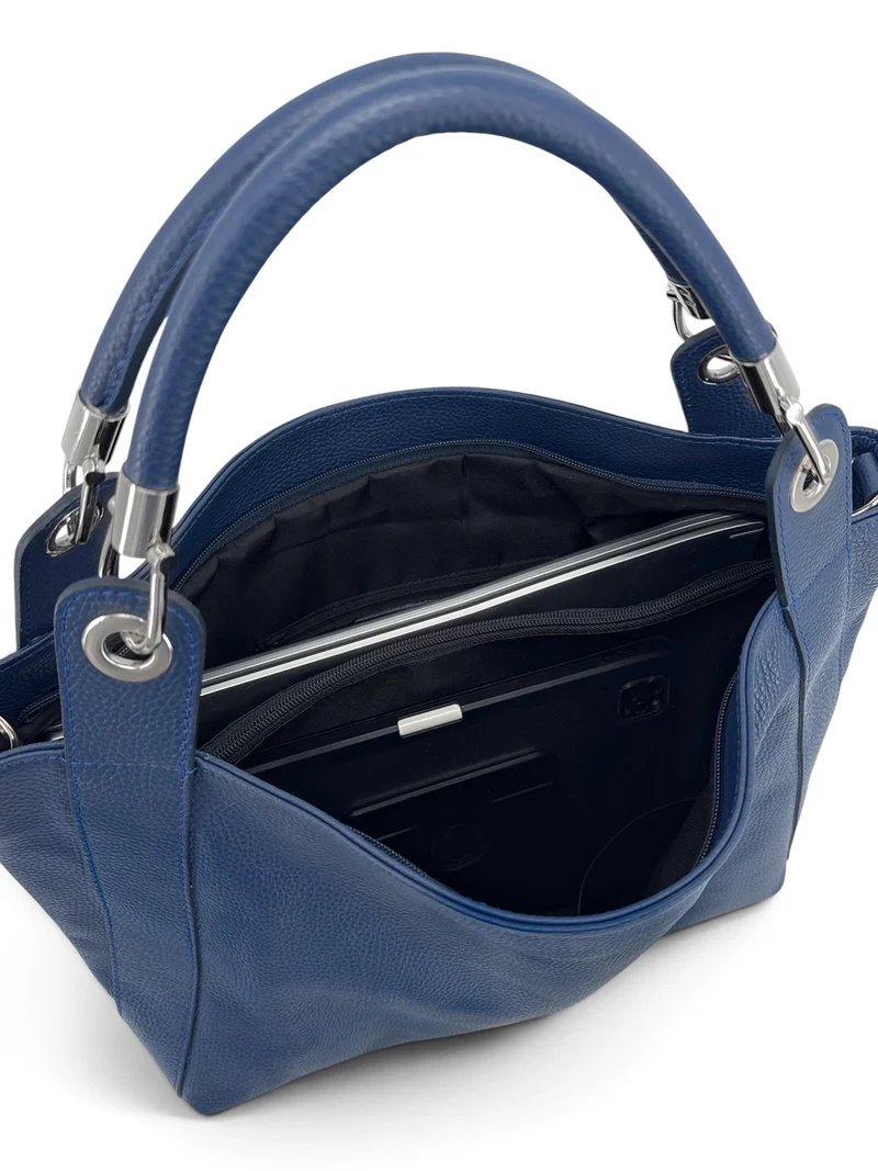 Grand sac en cuir grainé PARIS Bleu