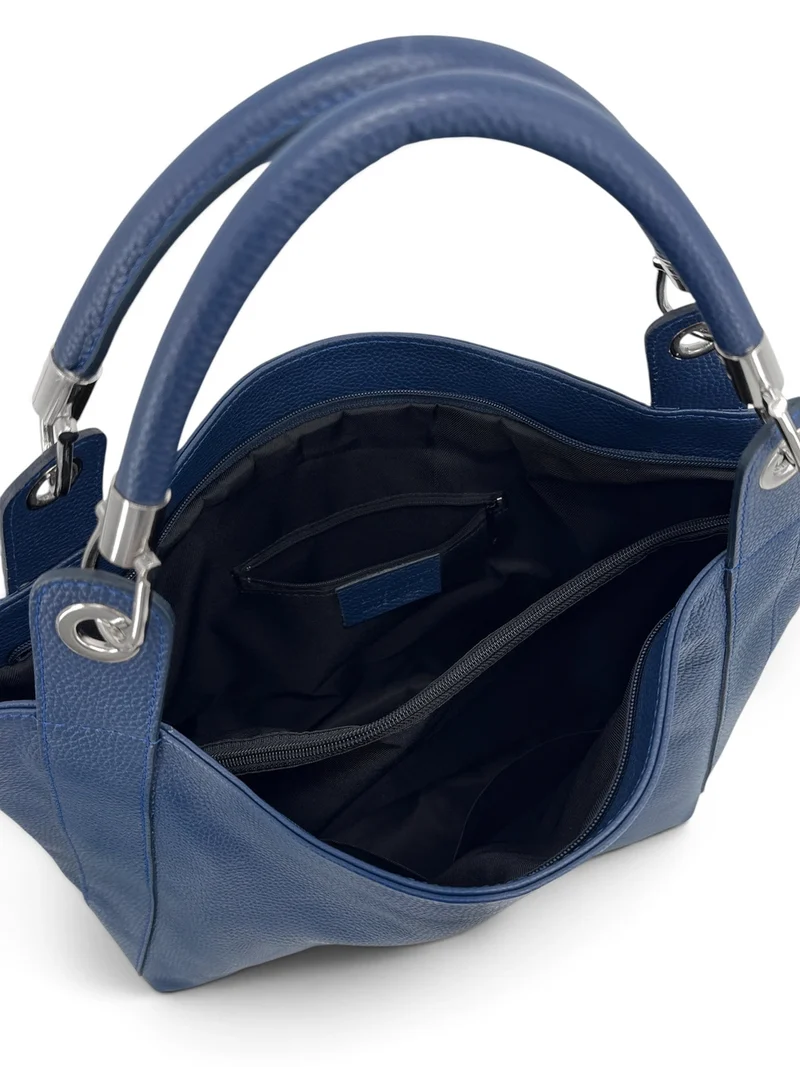 Grand sac en cuir grainé PARIS Bleu