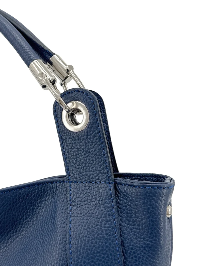 Grand sac en cuir grainé PARIS Bleu