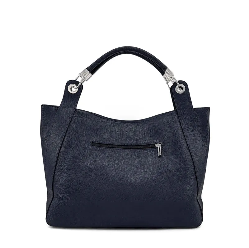Grand sac en cuir grainé PARIS Bleu marine