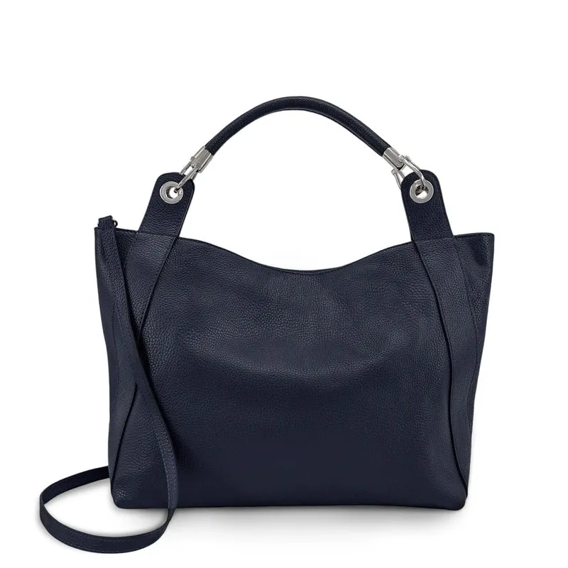 Grand sac en cuir grainé PARIS Bleu marine