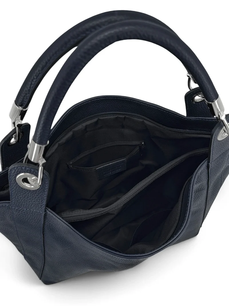 Grand sac en cuir grainé PARIS Bleu marine