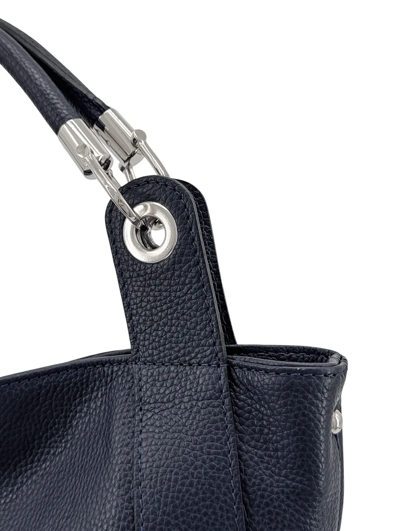 Grand sac en cuir grainé PARIS Bleu marine
