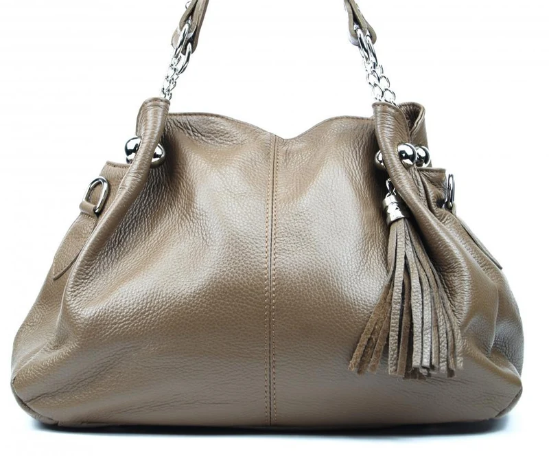 Sac à main en cuir grainé MADISON Taupe foncé