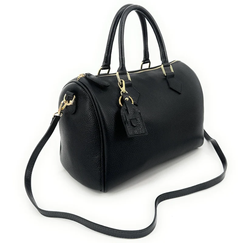 Sac à main bowling en cuir grainé italien BOOLIN Noir