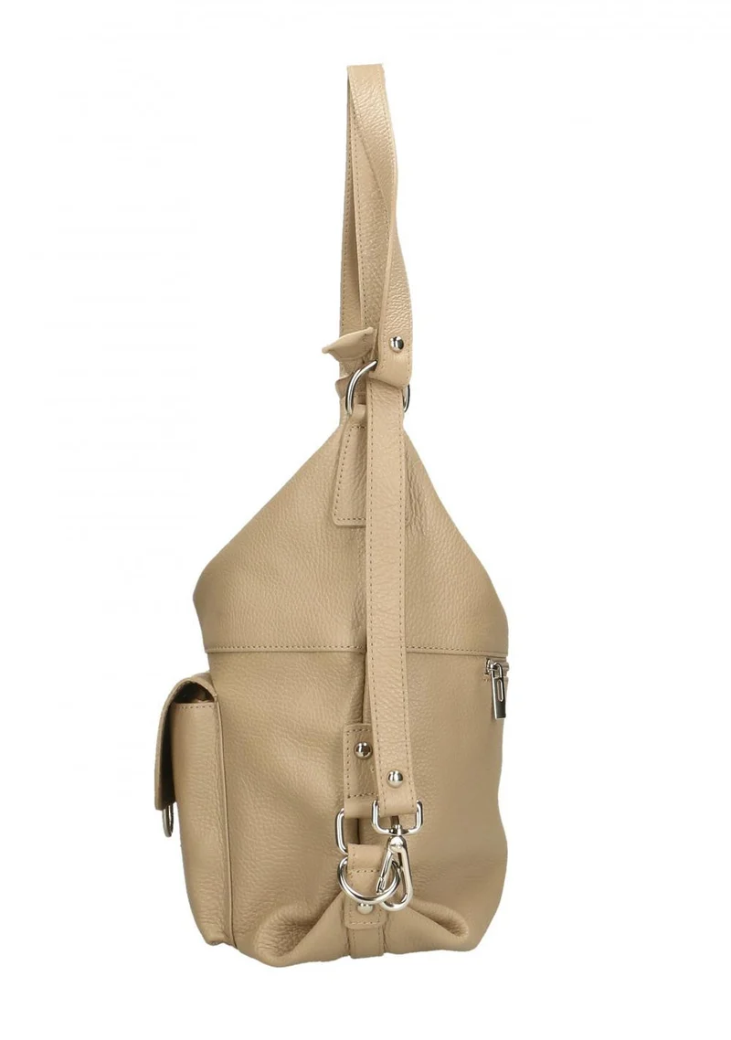 Sac à main convertible en cuir grainé RIMINI Taupe