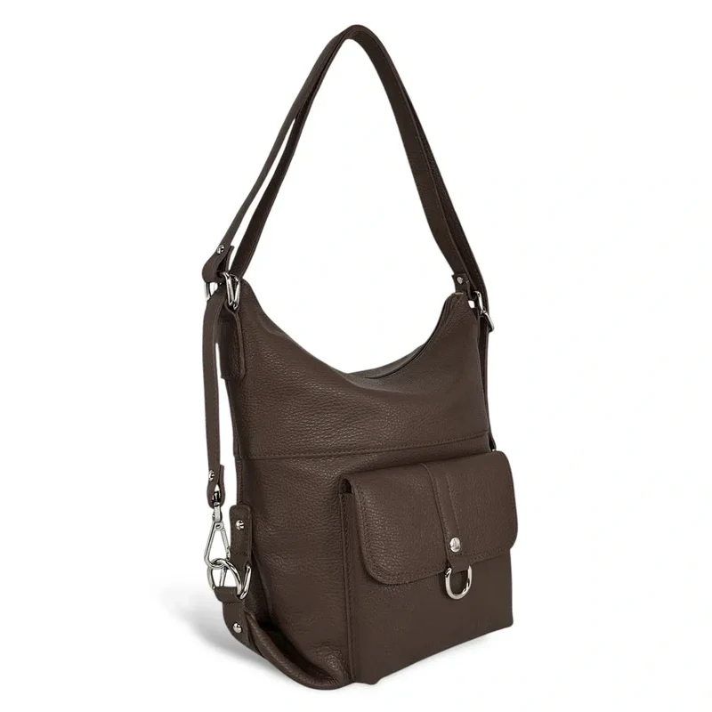 Sac à main convertible en cuir grainé RIMINI Chocolat