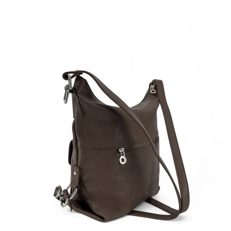 Sac à main convertible en cuir grainé RIMINI Chocolat