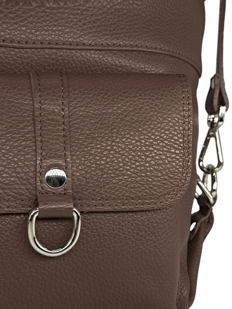 Sac à main convertible en cuir grainé RIMINI Chocolat