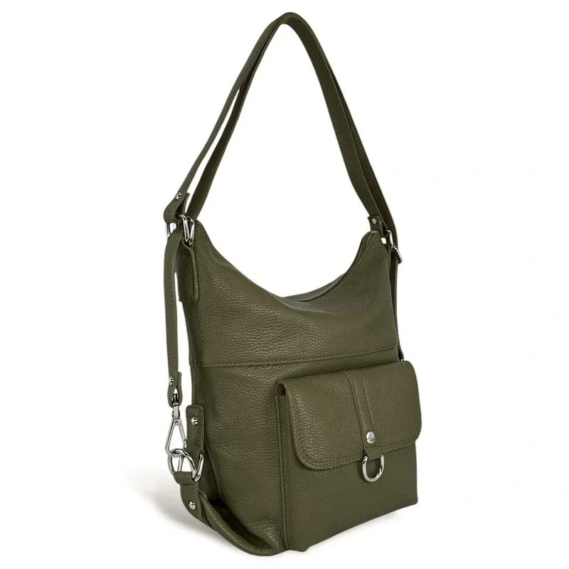 Sac à main convertible en cuir grainé RIMINI Kaki