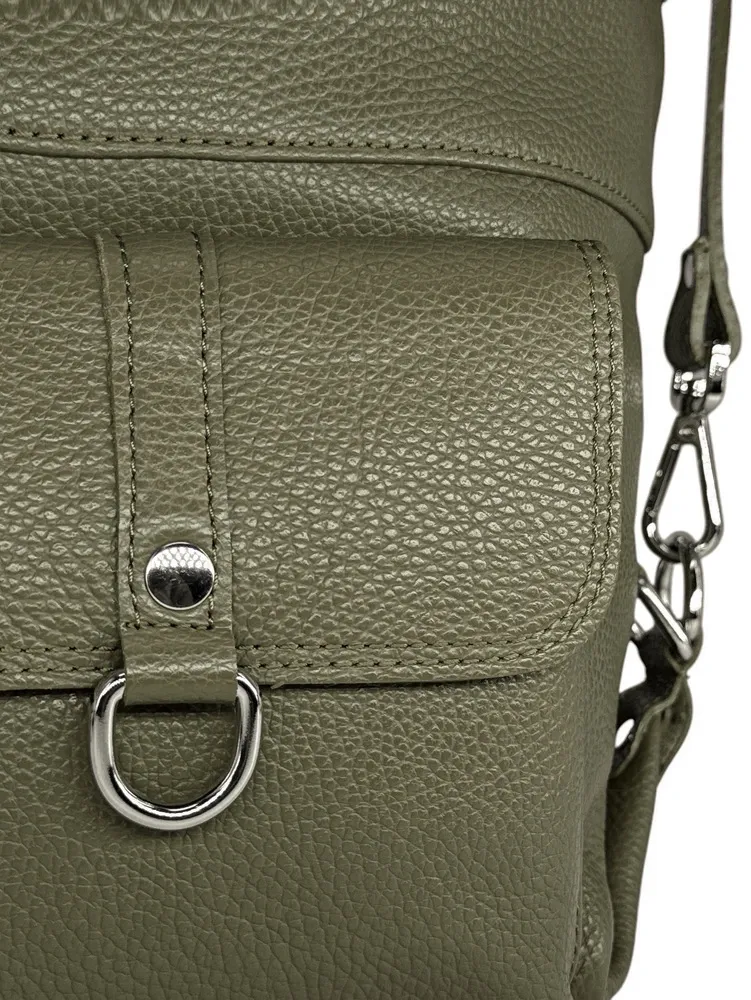 Sac à main convertible en cuir grainé RIMINI Kaki