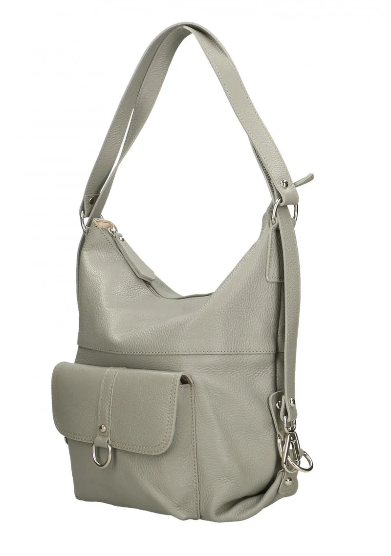 Sac à main convertible en cuir grainé RIMINI Gris clair