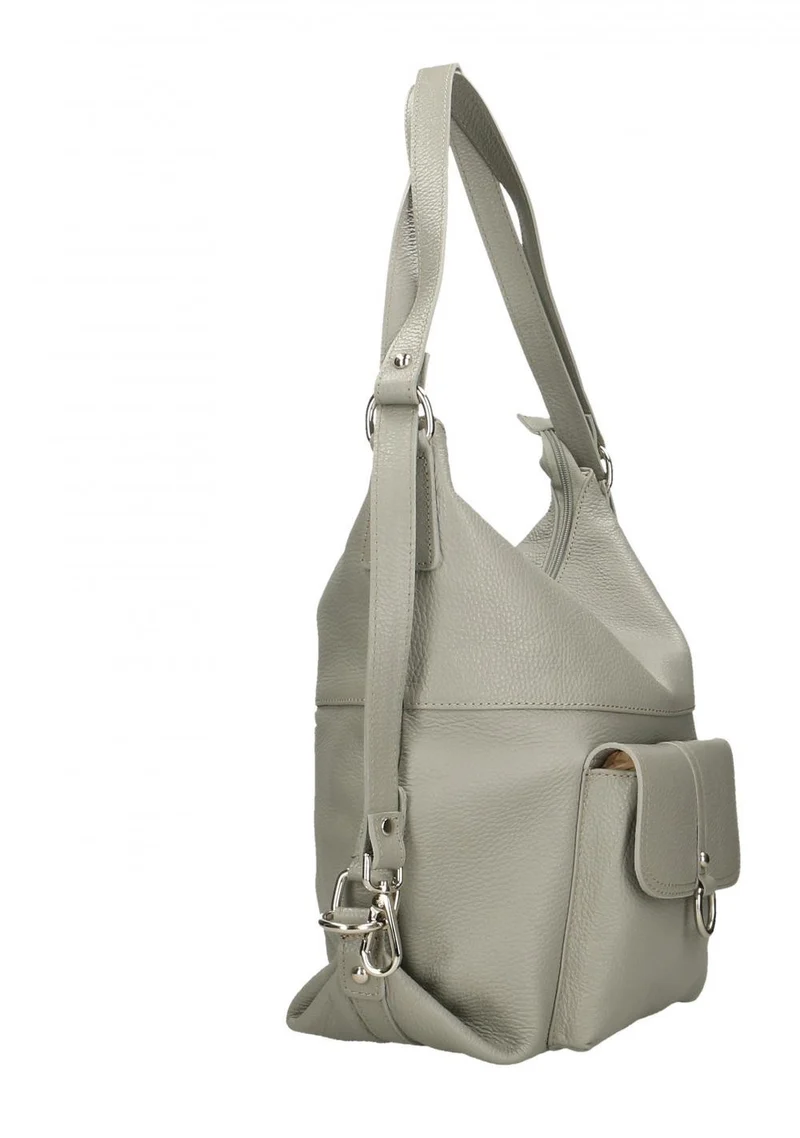 Sac à main convertible en cuir grainé RIMINI Gris clair