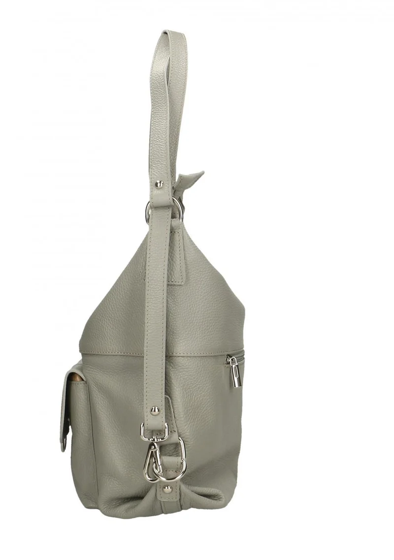 Sac à main convertible en cuir grainé RIMINI Gris clair