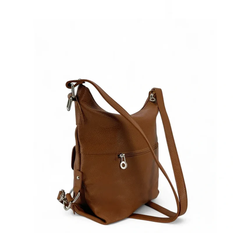 Sac à main convertible en cuir grainé RIMINI Camel foncé