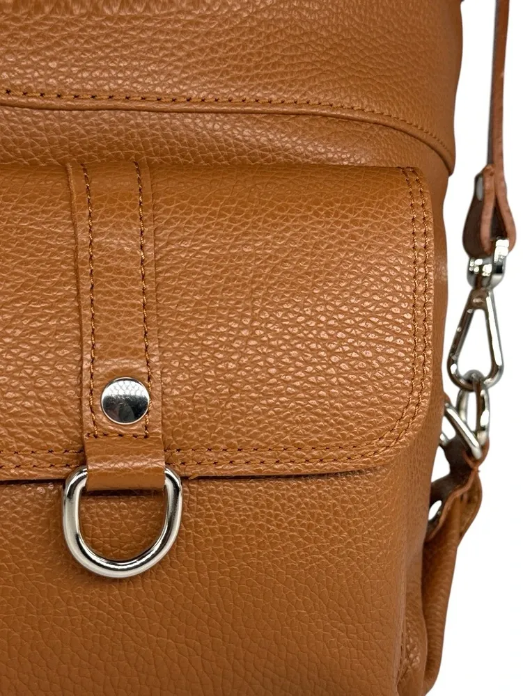 Sac à main convertible en cuir grainé RIMINI Camel foncé
