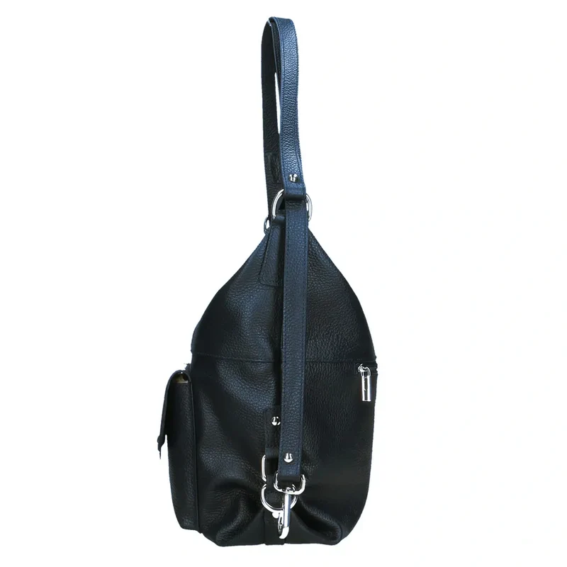 Sac à main convertible en cuir grainé RIMINI Bleu marine