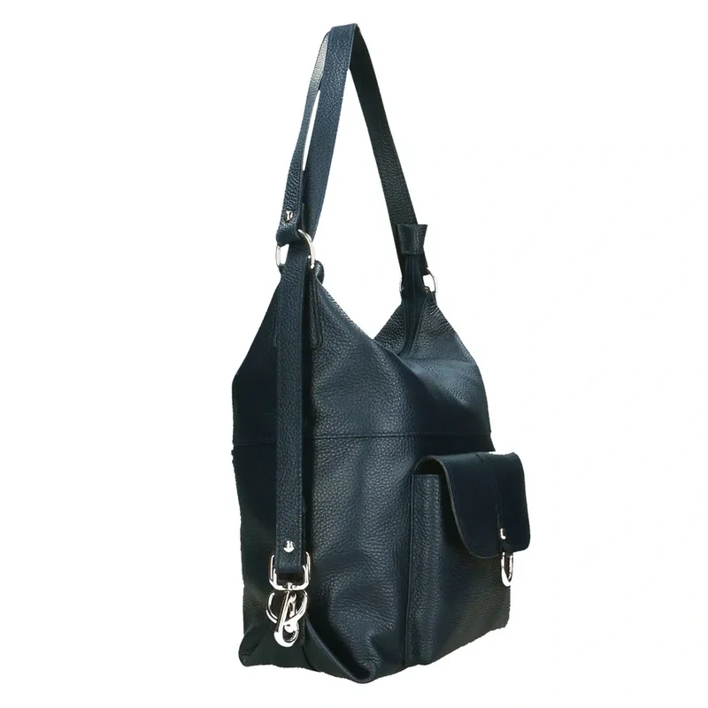 Sac à main convertible en cuir grainé RIMINI Bleu marine