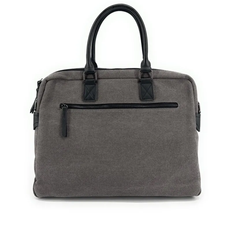 Sacoche ordinateur en toile et cuir TAIPEI Gris taupé