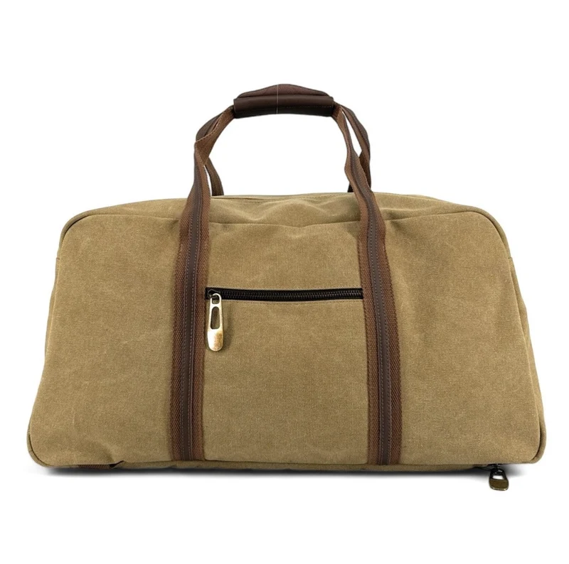 Sac week-end en toile et cuir TOLBIAC Beige foncé