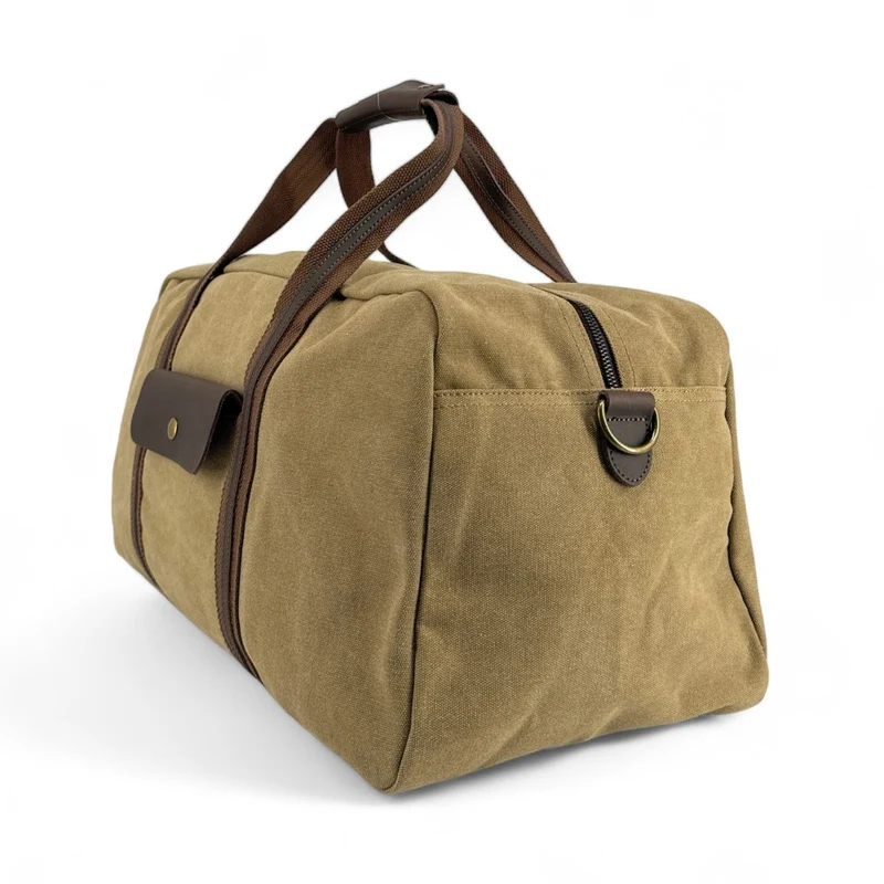 Sac week-end en toile et cuir TOLBIAC Beige foncé