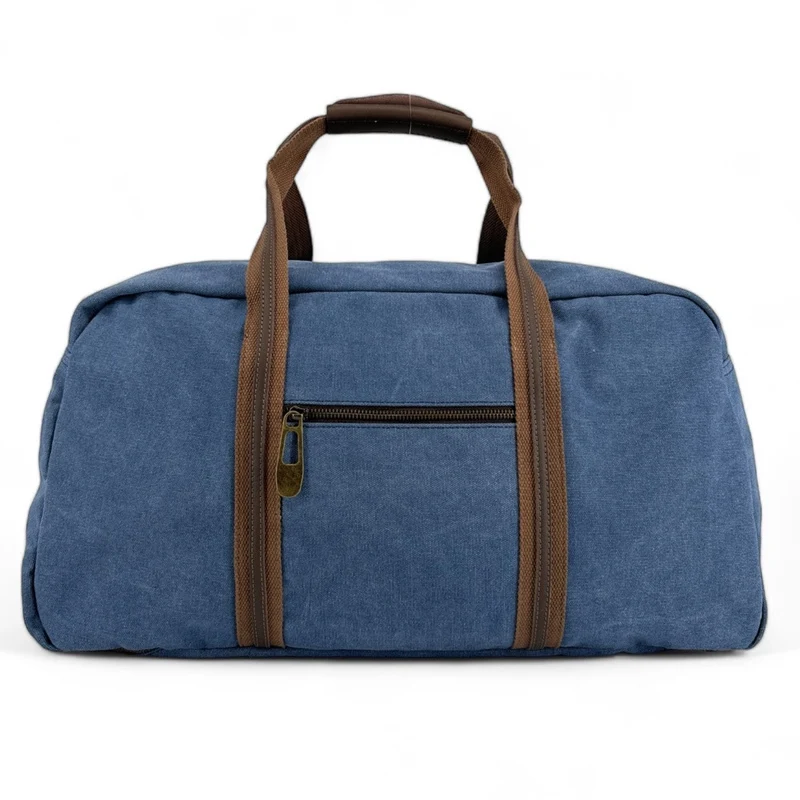 Sac week-end en toile et cuir TOLBIAC Bleu denim
