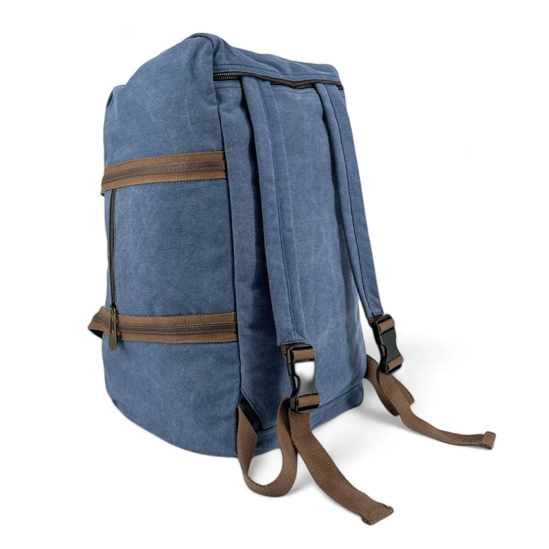 Sac week-end en toile et cuir TOLBIAC Bleu denim