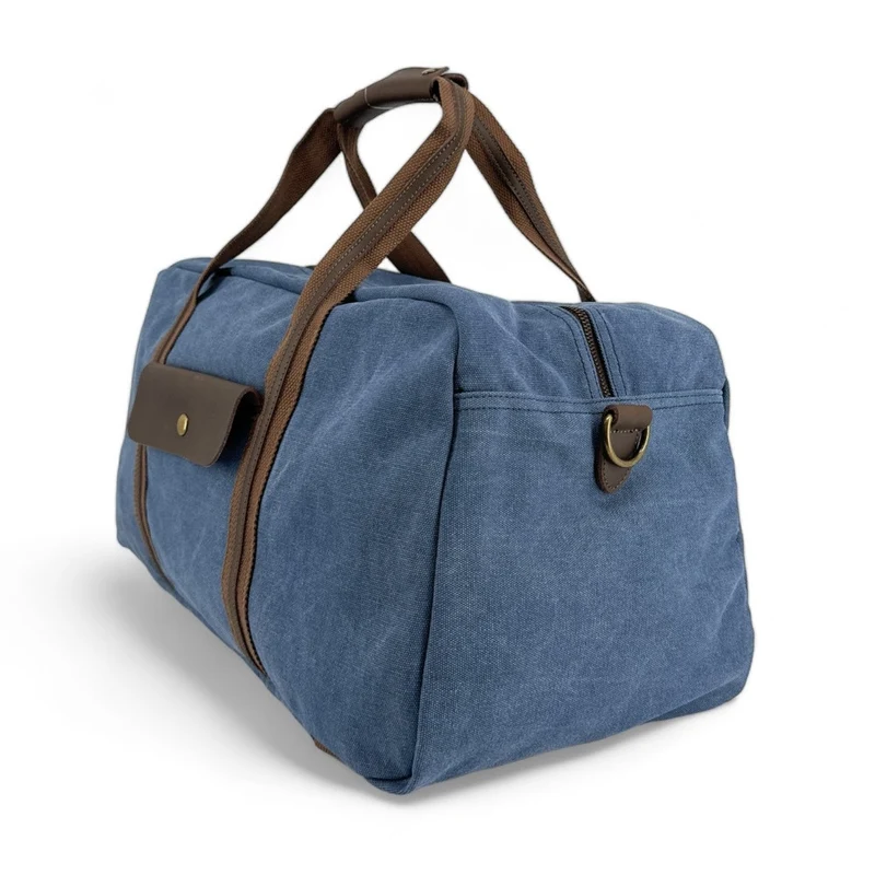 Sac week-end en toile et cuir TOLBIAC Bleu denim