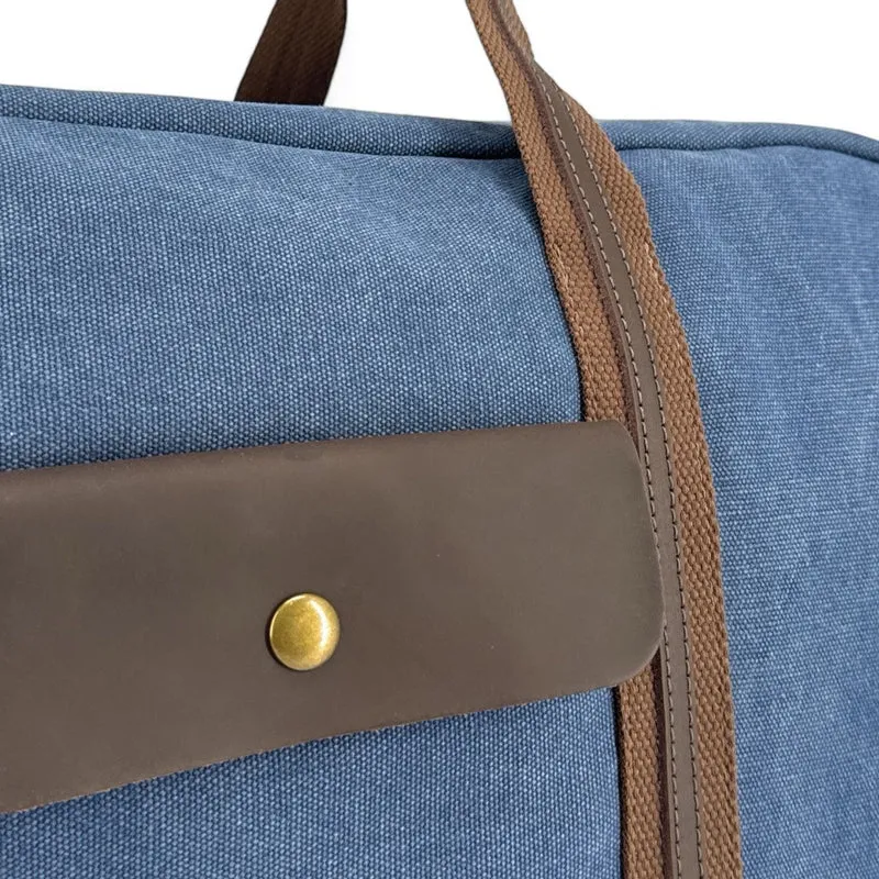 Sac week-end en toile et cuir TOLBIAC Bleu denim